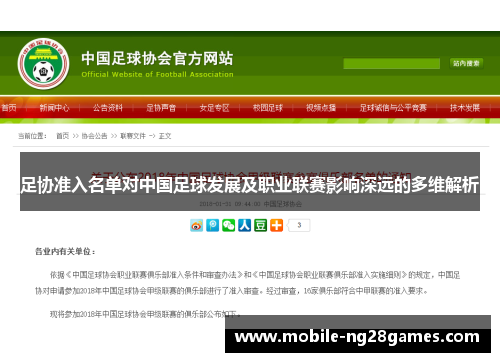 足协准入名单对中国足球发展及职业联赛影响深远的多维解析